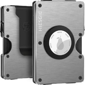 Men Minimalist Metal Wallet with AirTag Holder - Gunmetal Gray - Slim Front Pocket Air Tag Wallets with Money Clip - RFID BLOCKING Aluminum Small Card Holder