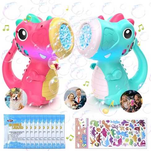 Bubble Machine Wand for Boys Girls Toddler Toys, Dinosaur Bubble Machine Maker Blower Toys with Light & Music, Toddler Outdoor Toys for 2 3 4 5 Year Old Boy Girl Birthday Gifts Bubble Solution - Blue in Saudi Arabia