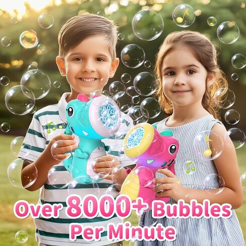 Bubble Machine Wand for Boys Girls Toddler Toys, Dinosaur Bubble Machine Maker Blower Toys with Light & Music, Toddler Outdoor Toys for 2 3 4 5 Year Old Boy Girl Birthday Gifts Bubble Solution - Blue in Saudi Arabia