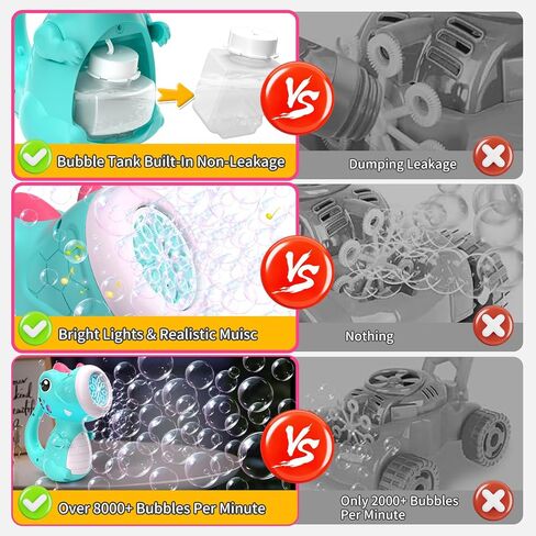 Bubble Machine Wand for Boys Girls Toddler Toys, Dinosaur Bubble Machine Maker Blower Toys with Light & Music, Toddler Outdoor Toys for 2 3 4 5 Year Old Boy Girl Birthday Gifts Bubble Solution - Blue in Saudi Arabia