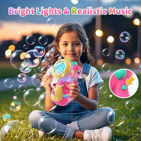 Bubble Machine Wand for Boys Girls Toddler Toys, Dinosaur Bubble Machine Maker Blower Toys with Light & Music, Toddler Outdoor Toys for 2 3 4 5 Year Old Boy Girl Birthday Gifts Bubble Solution - Blue in Saudi Arabia