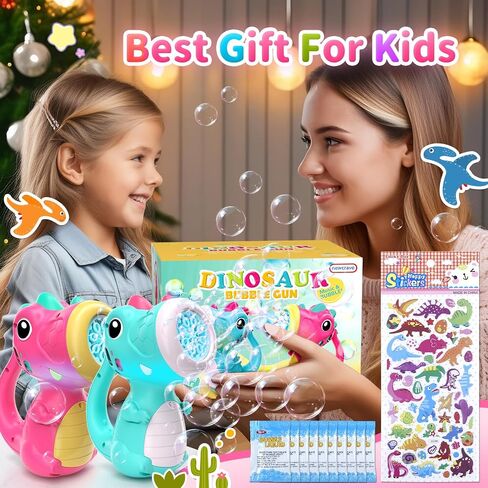 Bubble Machine Wand for Boys Girls Toddler Toys, Dinosaur Bubble Machine Maker Blower Toys with Light & Music, Toddler Outdoor Toys for 2 3 4 5 Year Old Boy Girl Birthday Gifts Bubble Solution - Blue in Saudi Arabia