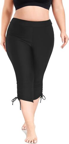 FOREYOND Plus Size Women's Swim Capris Long Rash Guard High Waisted Tankini Bottoms Swimwear Shorts in Saudi Arabia