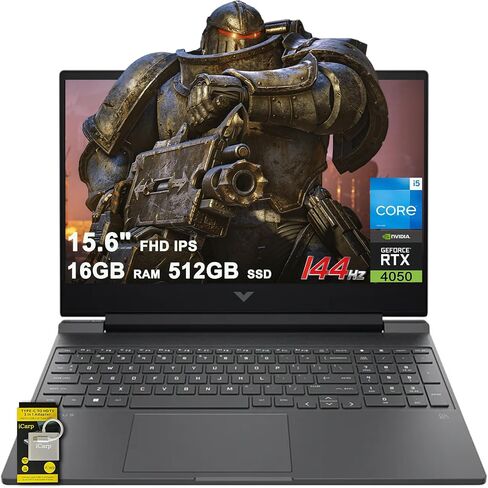 HP Victus 15.6 Ryzen 5 RTX 4050 Premium Gaming Laptop, 15.6" FHD 144Hz, AMD Ryzen 5 8645HS (Beats Intel i7-1355U & Intel i5-14400F), NVIDIA GeForce RTX 4050, 64GB DDR5 RAM, 1TB SSD, Backlit KB, W11P in Saudi Arabia