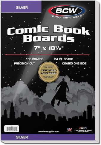 BCW Silver Age Comic Book Backing Boards | 5 Pack (500 Total) | Acid-Free Comic Book Boards, Magazine Boards, and Comic Boards for Silver Age Comics | Certified Acid-Free, 7"x10.5" in Saudi Arabia