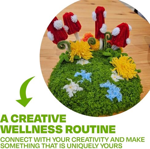 CRAFT CLUB Green Oasis Coaster Moss Coaster Kit DIY Craft Set with Video Tutorials Includes Milk Feather Bobble Yarn Ideal for Beginners and Experienced Crafters 20cm x 17cm in Saudi Arabia