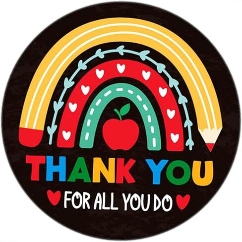 FLYAB 36Pcs Thank You Teacher Sticker Labels 1.5" Apple Teacher Appreciation Gift Tags Stickers Labels Thank You Teacher Round Stickers for Gift Wrap Box Cards Envelope Seals Party Favors Supplies in Kuwait
