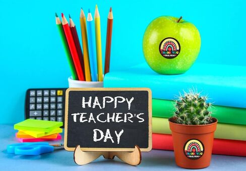 FLYAB 36Pcs Thank You Teacher Sticker Labels 1.5" Apple Teacher Appreciation Gift Tags Stickers Labels Thank You Teacher Round Stickers for Gift Wrap Box Cards Envelope Seals Party Favors Supplies in Kuwait