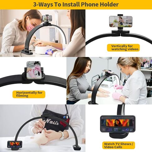 CGBE Half Moon Light for Nail Desk with Phone Holder, Upgraded Large 29 * 15 Inch Half Moon Lamp Moon, 30W 10 Brightness Light Nail Tech for Nails, Beauty, Eyelashes, Tattoos, Crafts, Lash Lamp in Saudi Arabia