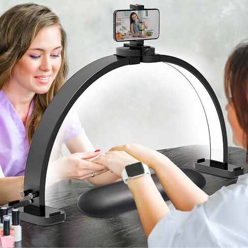 CGBE Half Moon Light for Nail Desk with Phone Holder, Upgraded Large 29 * 15 Inch Half Moon Lamp Moon, 30W 10 Brightness Light Nail Tech for Nails, Beauty, Eyelashes, Tattoos, Crafts, Lash Lamp in Saudi Arabia