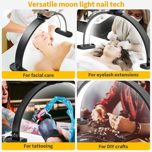 CGBE Half Moon Light for Nail Desk with Phone Holder, Upgraded Large 29 * 15 Inch Half Moon Lamp Moon, 30W 10 Brightness Light Nail Tech for Nails, Beauty, Eyelashes, Tattoos, Crafts, Lash Lamp in Saudi Arabia