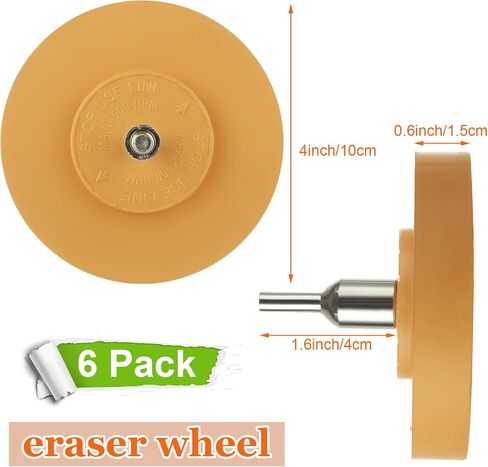 6 Pack Decal Remover Eraser Wheel Tool Kit with Adapter 3.46 inch Rubber Power Drill Eraser Wheel Adhesive Remover Wheel Tool Set for Cars, RV, Boats in Saudi Arabia