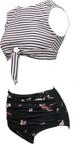 bslingerie Women Push Up Bikini Scoop Neck Crop Tank Top High Waisted Bikini Set Bathing Suit in Saudi Arabia