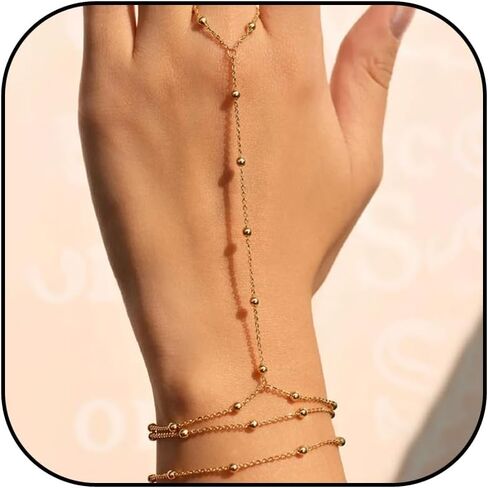 YANCHUN Ring Bracelet Hand Chain Bracelet Adjustable Rhinestone Finger Ring Hand Chain for Women s Trendy Stuff in Kuwait