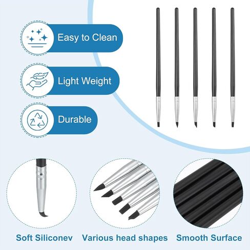 PATIKIL Silicone Clay Sculpting Tool, 20 Pcs Soft Rubber Modeling Dotting Tool Clay Shaping Carving Tool for Pottery Clay Craft Painting Nail Rock, Black/White (3mm/5mm) in Saudi Arabia
