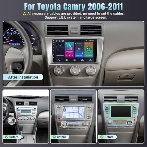 Naifay Car Radio for Toyota Camry 2006 2007 2008 2009 2010 2011 with Wireless Carplay & Android Auto, 2+32G 9" IPS Touch Screen Car Stereo for Camry with Bluetooth/GPS/WiFi/SWC/Split Screen/Camera in Kuwait