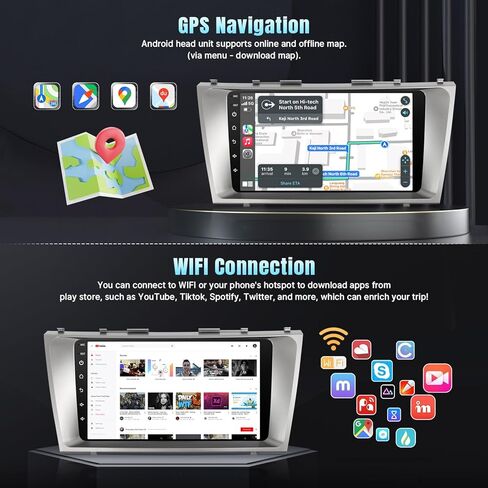 Naifay Car Radio for Toyota Camry 2006 2007 2008 2009 2010 2011 with Wireless Carplay & Android Auto, 2+32G 9" IPS Touch Screen Car Stereo for Camry with Bluetooth/GPS/WiFi/SWC/Split Screen/Camera in Kuwait