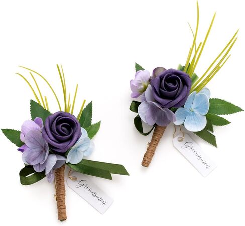 Ling's Moment Ivory&Greenery Eucalyptus Boutonniere for Men Wedding with Pins,Set of 2,Groom and Groomsmen Boutonniere for Wedding Ceremony Anniversary,Dinner Party and Prom Flowers in Saudi Arabia