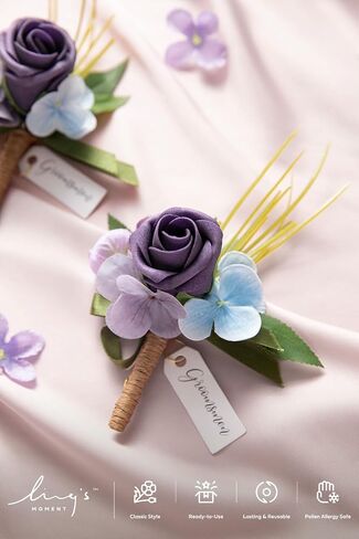 Ling's Moment Ivory&Greenery Eucalyptus Boutonniere for Men Wedding with Pins,Set of 2,Groom and Groomsmen Boutonniere for Wedding Ceremony Anniversary,Dinner Party and Prom Flowers in Saudi Arabia