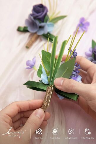 Ling's Moment Ivory&Greenery Eucalyptus Boutonniere for Men Wedding with Pins,Set of 2,Groom and Groomsmen Boutonniere for Wedding Ceremony Anniversary,Dinner Party and Prom Flowers in Saudi Arabia