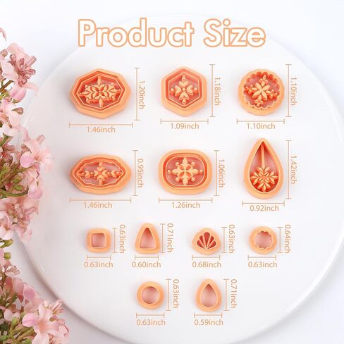 Puocaon Boho Polymer Clay Cutters - 6 Pcs Bohemian Clay Cutters for Polymer Clay Jewelry, Morocco Donut Clay Earrings Cutters, Pendant Embossed Hook Polymer Clay Jewelry Cutters in Saudi Arabia