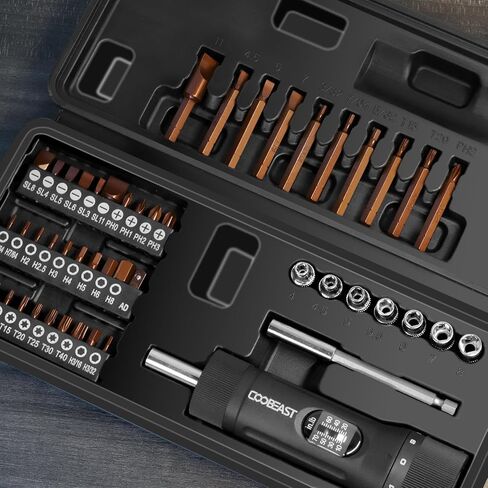 13Pcs Preset Torque Screwdriver with S2 Bits, 1/4" Drive Torque Wrench Screwdriver Set for Maintenance, Tools, Bike Repairing and Mounting, Inch Pound Torque Range 10-70 In-lb in Saudi Arabia
