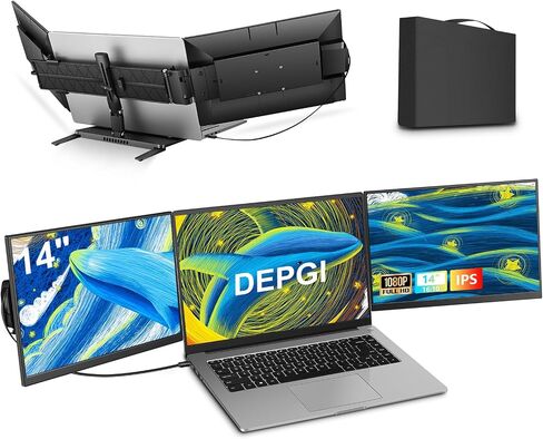 DEPGI QLED Portable Monitor 15.6" 1080P FHD Computer Display with 95% NTSC, DCI-P3 95% HDR IPS Screen, 1ms, Type-C & HDMI, Stereo Speaker, Frameless Monitor for Laptop PC Phone Xbox Switch in Saudi Arabia