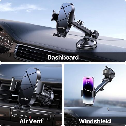 حامل هاتف محمول Miracase 3 في 1 لسيارتك، حامل هاتف عالمي للسيارة للزجاج الأمامي لفتحة تهوية لوحة القيادة للسيارة متوافق مع iPhone 15 14 13 12 11 Pro Max Xs XR X، Galaxy Blue وOff-white in Kuwait
