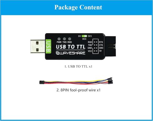 Waveshare Industrial USB TO TTL Converter 6pin Serial Cable, Original FT232RNL Chip Better Stability & Compatibility, Compatible with Linux Android WinCE Win7/8/8.1/10/11, 300bps ~ 3Mbps Data Rate in Saudi Arabia