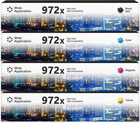 972X Ink Cartridges Remanufactured Ink Cartridge Replacement for HP 972X 972A 972 with PageWide Pro MFP 377dw 477dw 452dw 577dw 552dw 352dw 452dn 477dn Printer(4 Value Pack) in Saudi Arabia