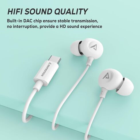 USB C Headphones for iPhone 16/15 Pro Max Wired Earbuds in-Ear Type C Built-in HD Microphone Volume Control Earphones for Samsung Z Flip 5 4 Galaxy S23 S21 A53 A54 Pixel 8 7 Pro, Black in Saudi Arabia