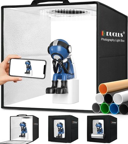 DUCLUS Light Box Photography 39×39 inch, 210 LED Large Photo Light Box with 3 Stepless Dimming Light Panels & 4 Matte PP Backdrops, Professional Photo Background Shooting Tent for Product Photography in Saudi Arabia