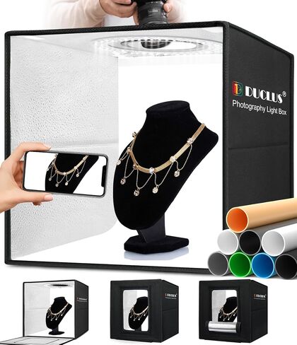 DUCLUS Light Box Photography 39×39 inch, 210 LED Large Photo Light Box with 3 Stepless Dimming Light Panels & 4 Matte PP Backdrops, Professional Photo Background Shooting Tent for Product Photography in Saudi Arabia