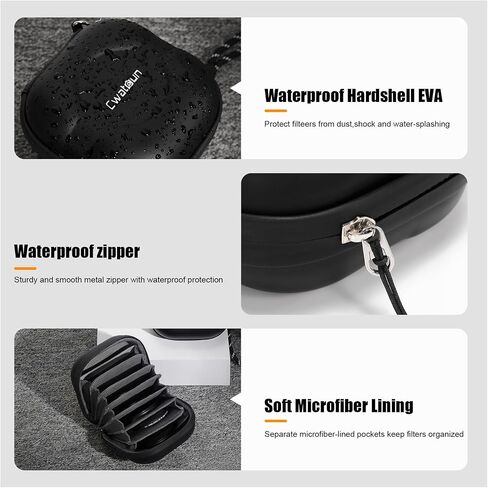 Cwatcun Hard Shell Lens Filter Case, Camera Filter Case for 7 Filters Up to 100mm with Hand Strap, Dustproof & Waterproof Camera Lens Filter Storage Case for ND UV CPL Filter Pouch in Saudi Arabia