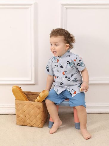 SUREPOCH Baby Boy Clothes Toddler Summer Outfits Short-sleeved Shirt Elastic Pants Two-piece Set Cute Baby Boy Outfits in Saudi Arabia