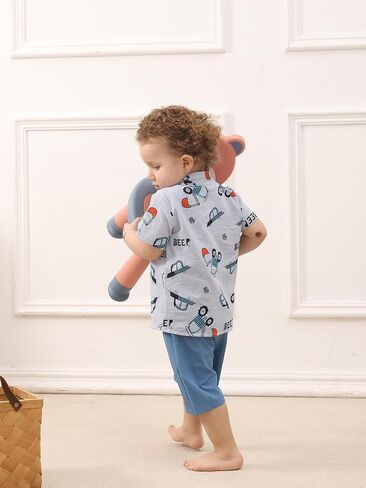 SUREPOCH Baby Boy Clothes Toddler Summer Outfits Short-sleeved Shirt Elastic Pants Two-piece Set Cute Baby Boy Outfits in Saudi Arabia