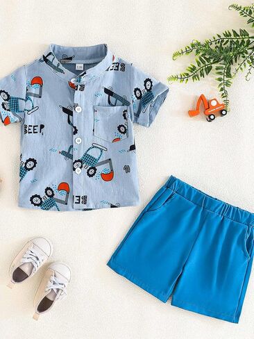 SUREPOCH Baby Boy Clothes Toddler Summer Outfits Short-sleeved Shirt Elastic Pants Two-piece Set Cute Baby Boy Outfits in Saudi Arabia