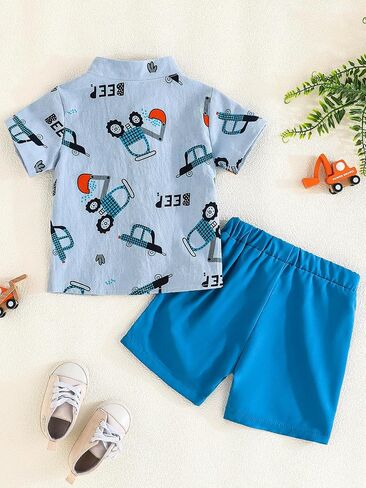 SUREPOCH Baby Boy Clothes Toddler Summer Outfits Short-sleeved Shirt Elastic Pants Two-piece Set Cute Baby Boy Outfits in Saudi Arabia