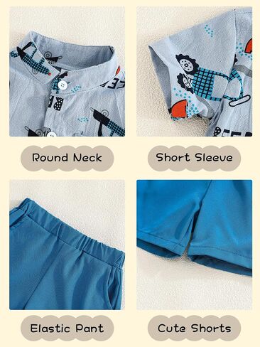 SUREPOCH Baby Boy Clothes Toddler Summer Outfits Short-sleeved Shirt Elastic Pants Two-piece Set Cute Baby Boy Outfits in Saudi Arabia