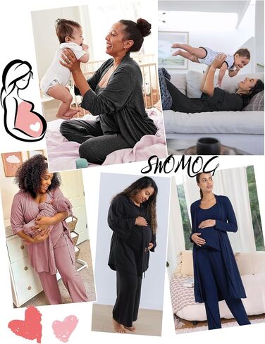 رداء التمريض الأمومة SWOMOG مجموعة 3 أجهزة كمبيوتر نساء بعد الولادة بيجاماس الرضاعة الطبيعية مستشفى توصيل المستشفى الحمل PJS in Saudi Arabia