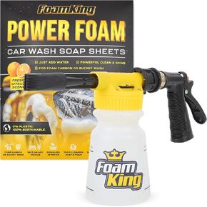 غسول السيارة Foam King™ Gun + منشفة تفصيل قفاز من الألياف الدقيقة - تتصل بخرطوم الحديقة، مجموعة أدوات تنظيف مدفع الثلج بدون خدوش