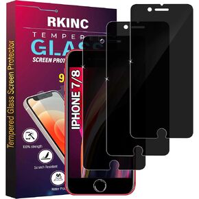 واقي شاشة RKINC [4 عبوات] لهاتف iPhone 8 / iPhone 7، واقي شاشة من الزجاج المقسى، 0.33 مم [ضمان مدى الحياة] [خالي من الفقاعات] [مضاد للخدش] [مضاد للكسر]