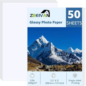 ZBEIVAN 11x14 Photo Paper, Glossy Photo Paper 50 Sheets, 11"x14" Inkjet Printer Photo Paper for Dye Ink, 200 GSM