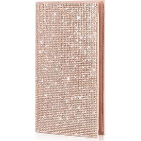 Bling Rhinestone Checkbook Cover for Women, RFID Blocking White PU Leather Check Book Wallet Gifts for Girls Women Leather Check Registers Duplicate Holder Divider