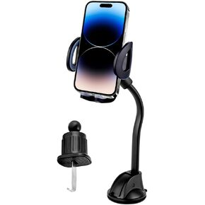 Cell Phone Holder for Car Dashboard/Windshield/Vent, Universal Car Phone Mount Adjustable Telescopic Arm Cell Phone Mount Fit for iPhone, Samsung, Google, Huawei, Nokia, Other Smartphones