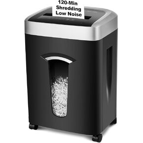 58 dB Quiet Paper Shredder for Home Office, 15-Sheet, 120 Min Shredding, 7.9 Gallon Large Bin, P-4 Cross Cut Heavy Duty Shredders