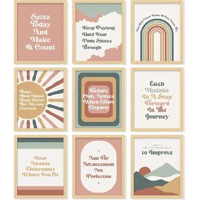 97 Decor Boho Growth Mindset Posters for Classroom - Rainbow Motivational Classroom Poster for Student, Neutral Inspirational Quotes Growth Mindset Wall Art Prints for Middle High School (UNFRAMED)