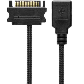 CRJ 5V Female USB 4-Pin Molex Power Adapter Cable - 12-inch (30cm), Black Sleeved - Power USB Devices with an ATX 4-Pin Peripheral Molex Power Supply Connection
