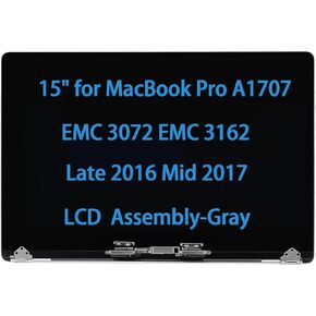 15" Screen Replacement for MacBook Pro A1707 EMC 3072 EMC 3162 Late 2016 Mid 2017 LCD Display Assembly 661-06375 661-08030 (Silver)