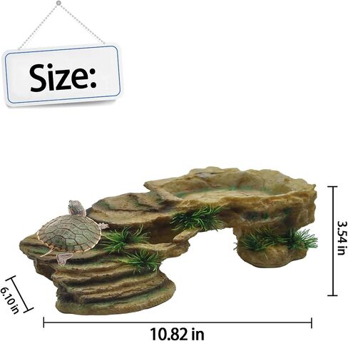kathson Turtle Basking Platform with Suction Cup Tortoise Climbing Rest Terrace Resin Step Decoration Reptile Habitat Rock Decor for Frogs,Lizards,Geckos,Bearded Dragon-L in Saudi Arabia